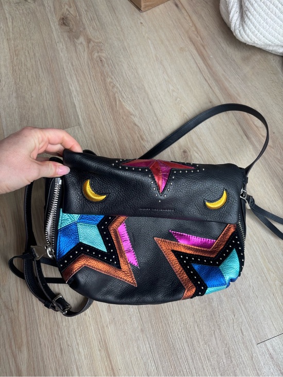Aimee Kestenberg Handbags - Aimee Kestenberg Black Crossbody with Multicolor Star & Moon Accents